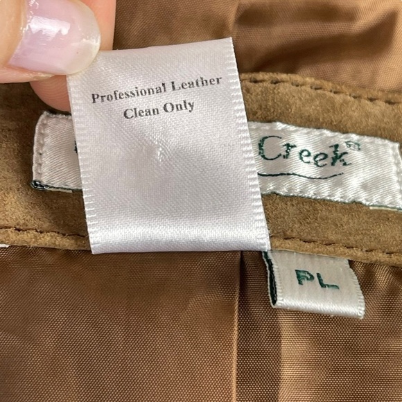 VINTAGE SUEDE LEATHER BROWN TWO BUTTON SCALLOP BLAZER JACKET COLDWATER CREEK - Picture 13 of 13